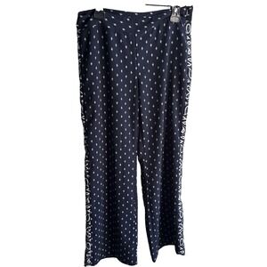 Cabi Women's Navy Diamond Paisley  Wide Leg Pants Size Small